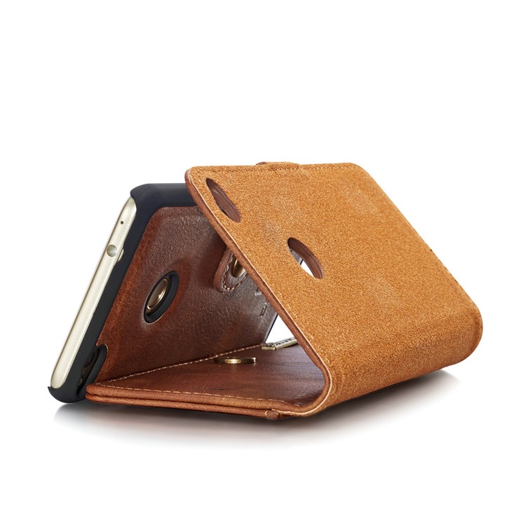 DG.MING Detachable 2 in 1 Split Leather Wallet Phone Cover for Huawei P8 Lite (2017) / Honor 8 Lite - Brown-15