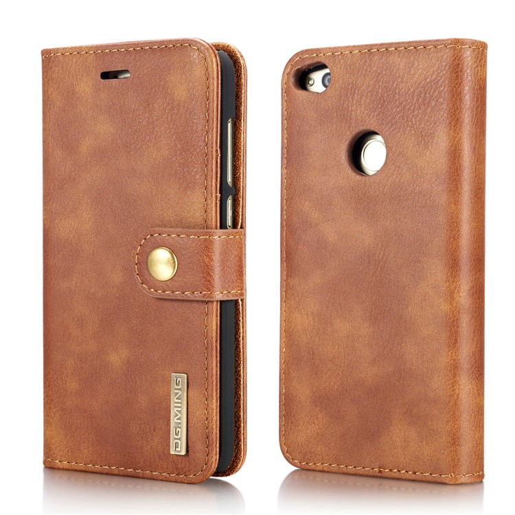 DG.MING Detachable 2 in 1 Split Leather Wallet Phone Cover for Huawei P8 Lite (2017) / Honor 8 Lite - Brown-2