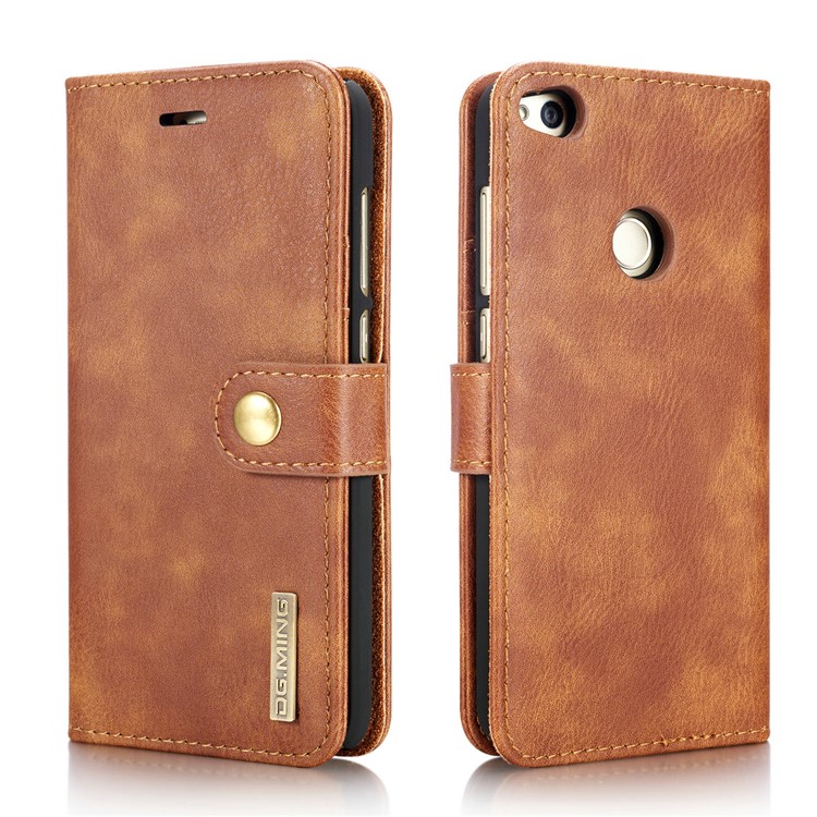 DG.MING Detachable 2 in 1 Split Leather Wallet Phone Cover for Huawei P8 Lite (2017) / Honor 8 Lite - Brown-3