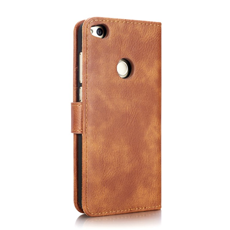 DG.MING Detachable 2 in 1 Split Leather Wallet Phone Cover for Huawei P8 Lite (2017) / Honor 8 Lite - Brown-7