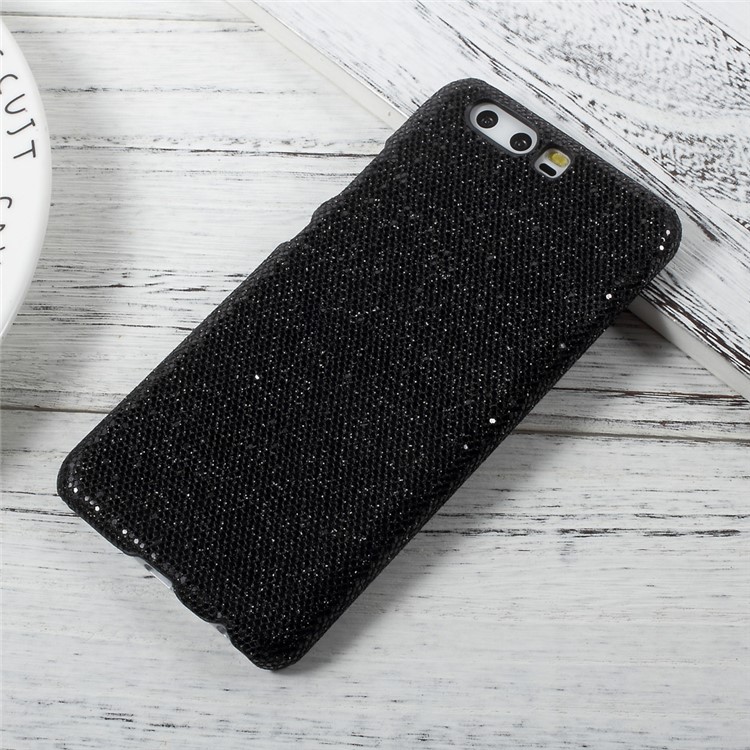 Leather Coated PC Protective Phone Case for Huawei P10 - Glittery Sequins / Black-1