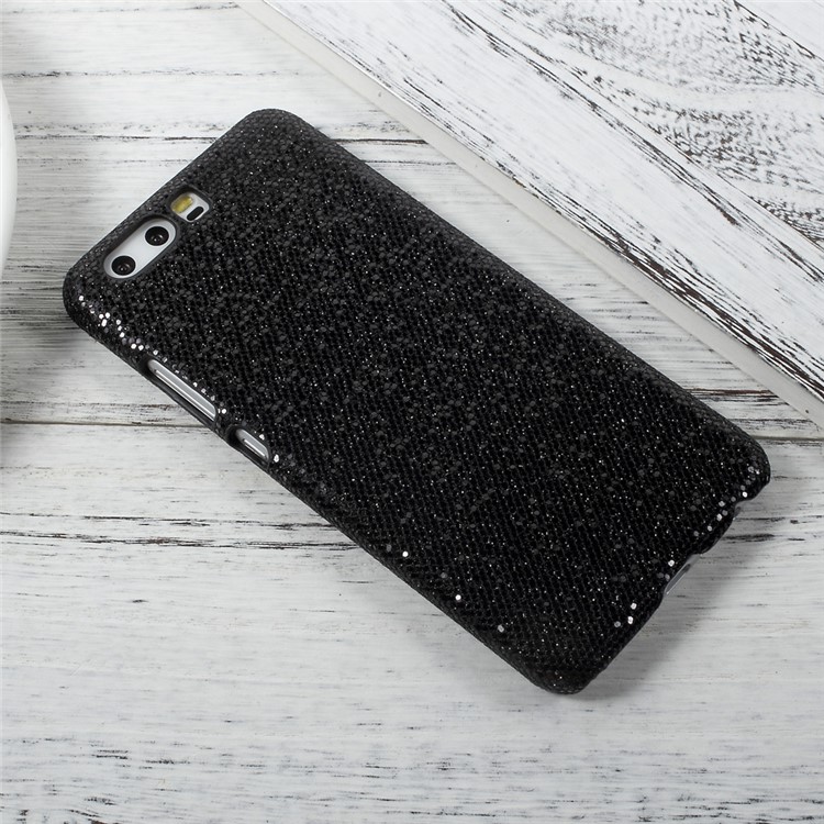 Leather Coated PC Protective Phone Case for Huawei P10 - Glittery Sequins / Black-3