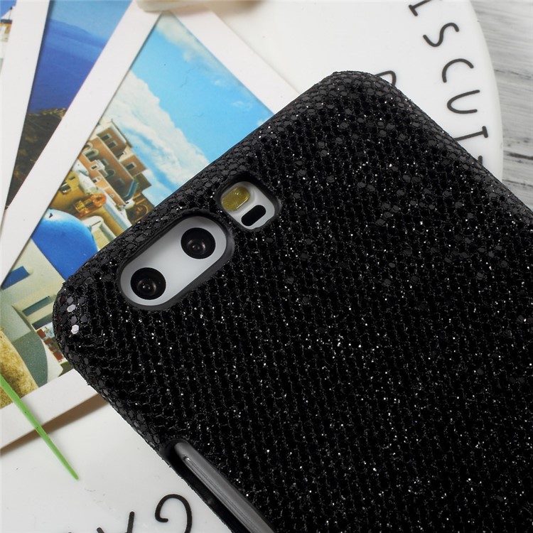 Leather Coated PC Protective Phone Case for Huawei P10 - Glittery Sequins / Black-5