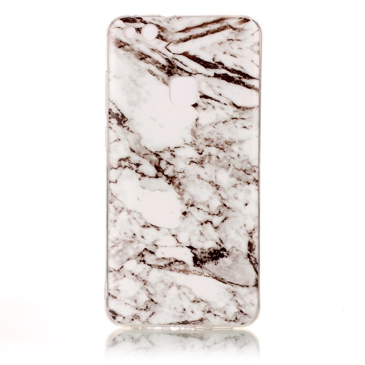 IMD Marble Pattern TPU Back Case Cover for Huawei P10 Lite - White / Black-2