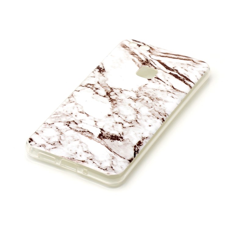IMD Marble Pattern TPU Back Case Cover for Huawei P10 Lite - White / Black-3