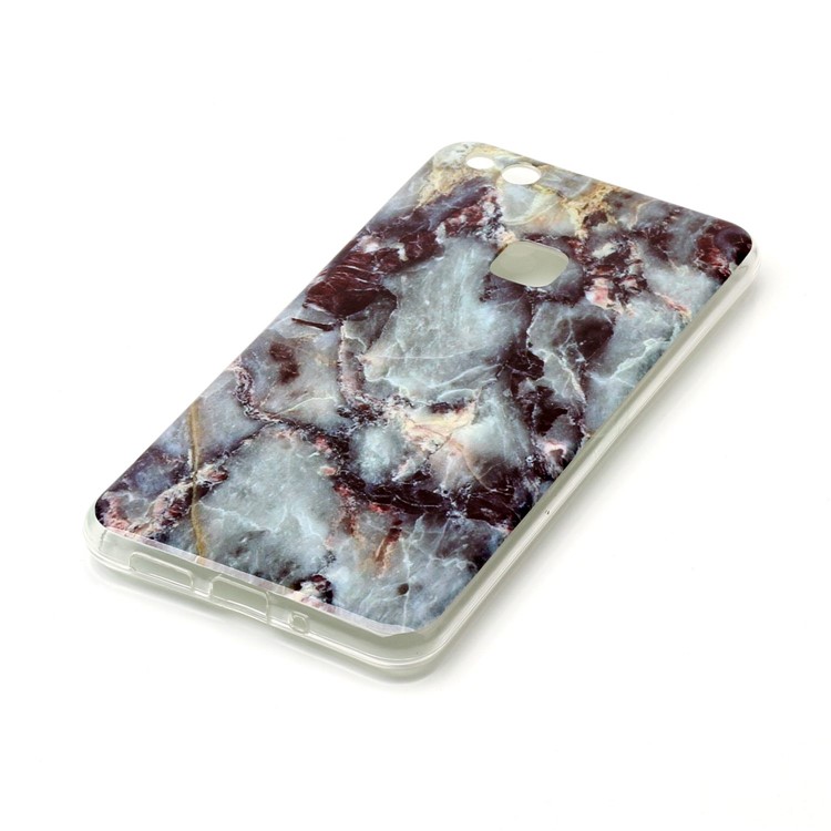 For Huawei P10 Lite Marble Pattern IMD TPU Shell Cover - Black Blue-3