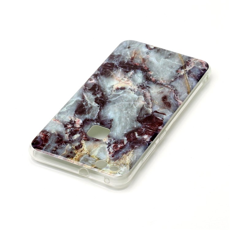 For Huawei P10 Lite Marble Pattern IMD TPU Shell Cover - Black Blue-4