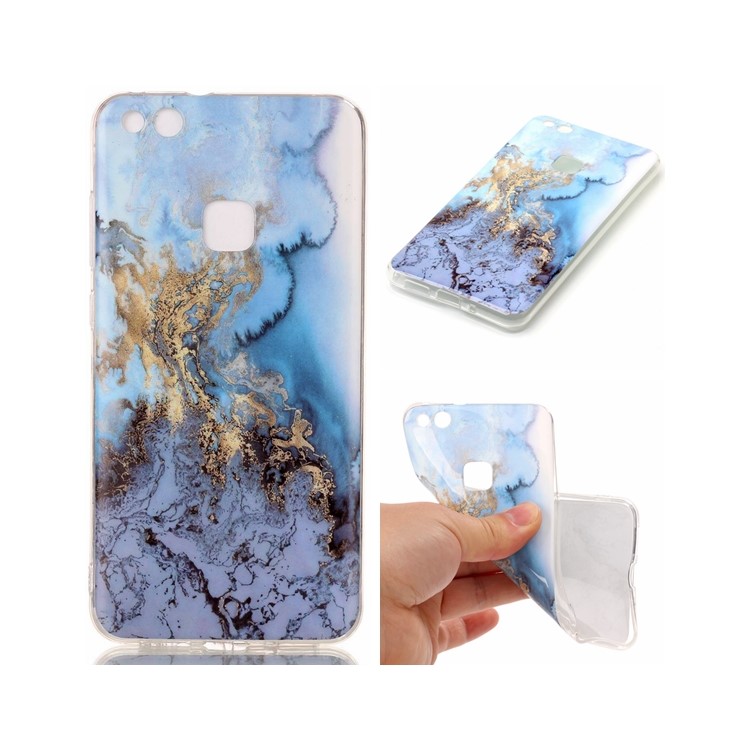 For Huawei P10 Lite IMD Marble Pattern TPU Mobile Cover - Baby Blue-1