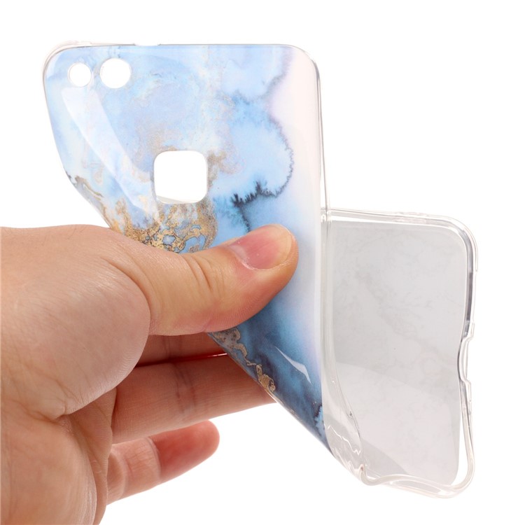 For Huawei P10 Lite IMD Marble Pattern TPU Mobile Cover - Baby Blue-5