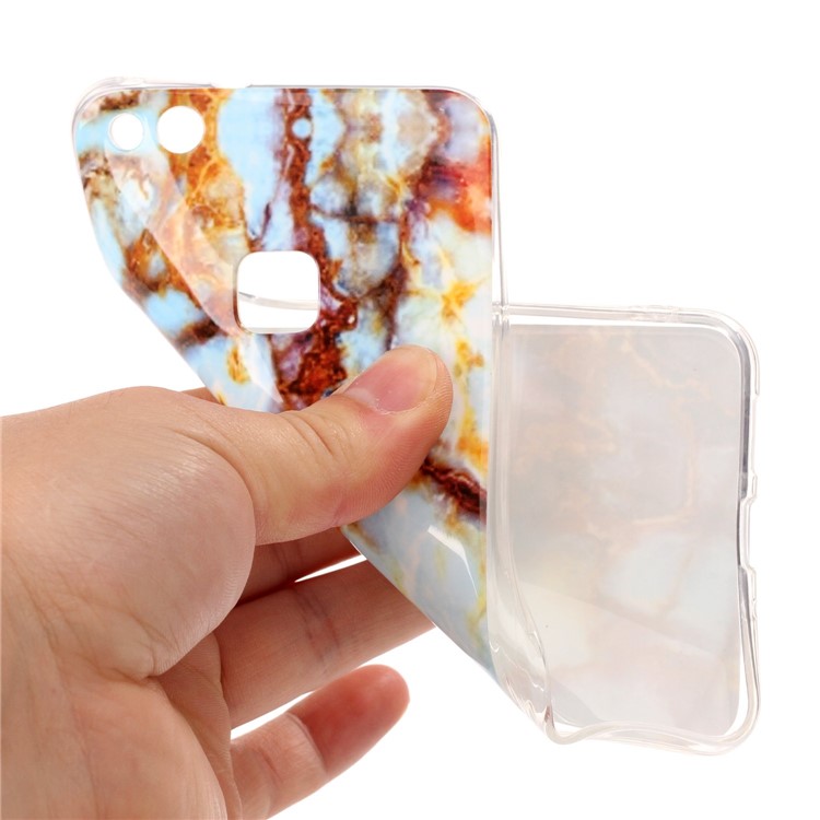 Marble Pattern Gel TPU IMD Case Shell for Huawei P10 Lite - Brown-5