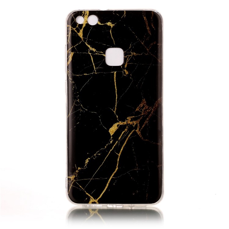 IMD Mármol Patrón TPU Cubierta Móvil Cubierta para Huawei P10 Lite - Negro / Oro-2