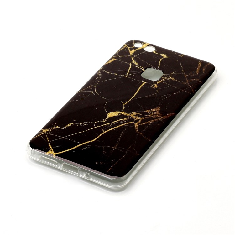 IMD Mármol Patrón TPU Cubierta Móvil Cubierta para Huawei P10 Lite - Negro / Oro-3