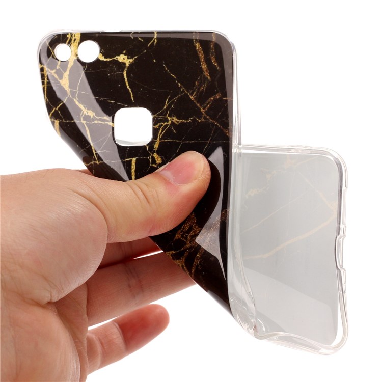 IMD Mármol Patrón TPU Cubierta Móvil Cubierta para Huawei P10 Lite - Negro / Oro-5
