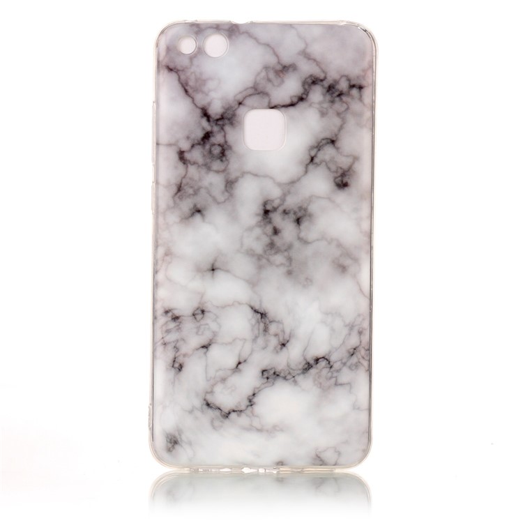 Marble Pattern TPU Phone Case Accessory for Huawei P10 Lite - White / Grey-2