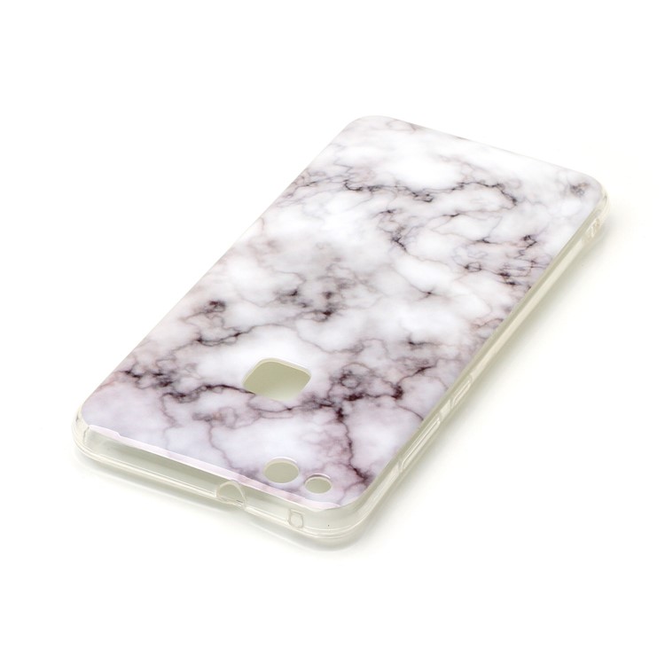 Marble Pattern TPU Phone Case Accessory for Huawei P10 Lite - White / Grey-4