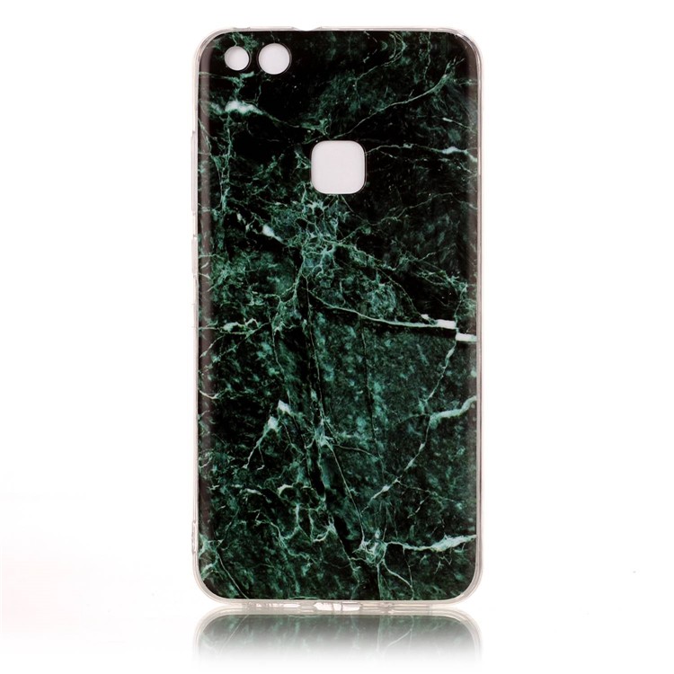 Marble Pattern TPU Case IMD Cover for Huawei P10 Lite - Dark Green-2