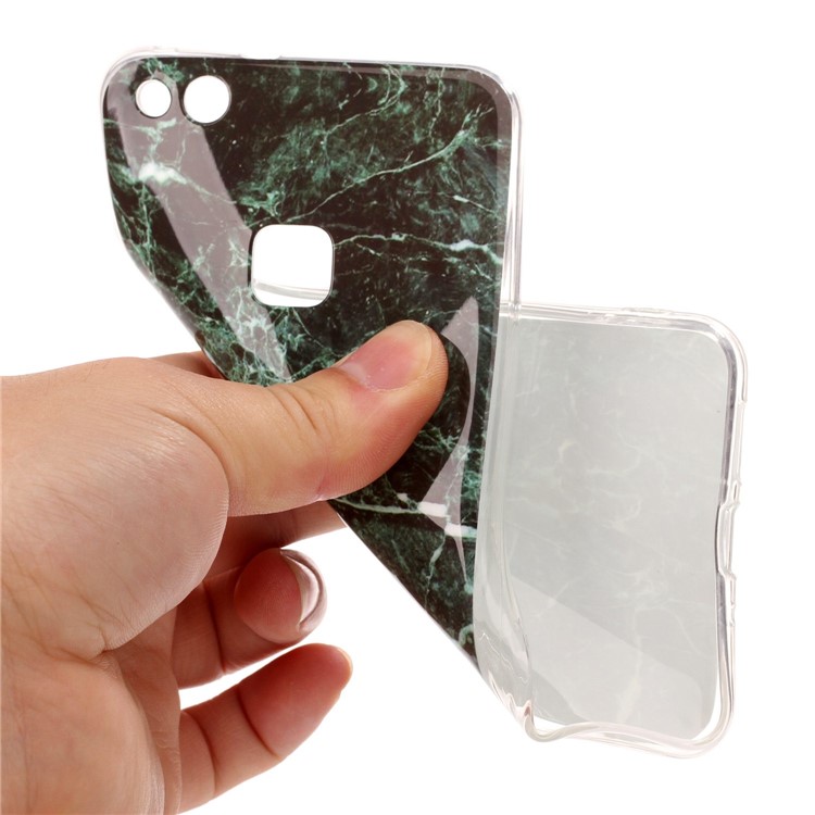 Marble Pattern TPU Case IMD Cover for Huawei P10 Lite - Dark Green-5
