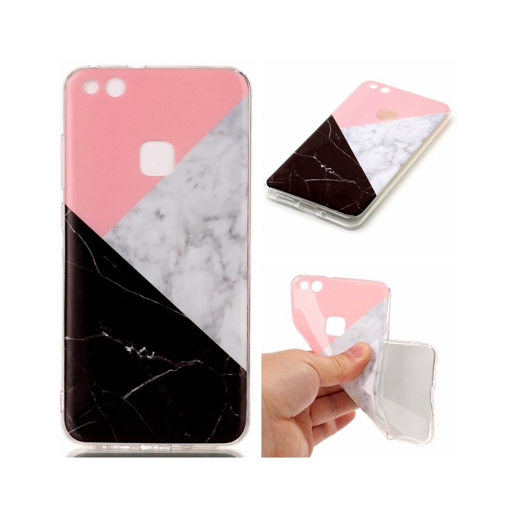 Marble Pattern IMD TPU Cover Case for Huawei P10 Lite - Pink / Grey / Black-1