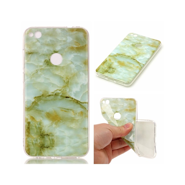 Marble Pattern IMD TPU Mobile Phone Case for Huawei P8 Lite (2017) / Honor 8 Lite - Light Green-1