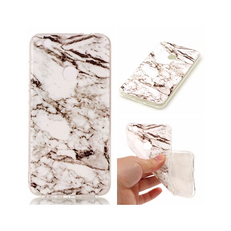 IMD Marble Pattern TPU Back Case Cover for Huawei P8 Lite (2017) / Honor 8 Lite - White / Black-1