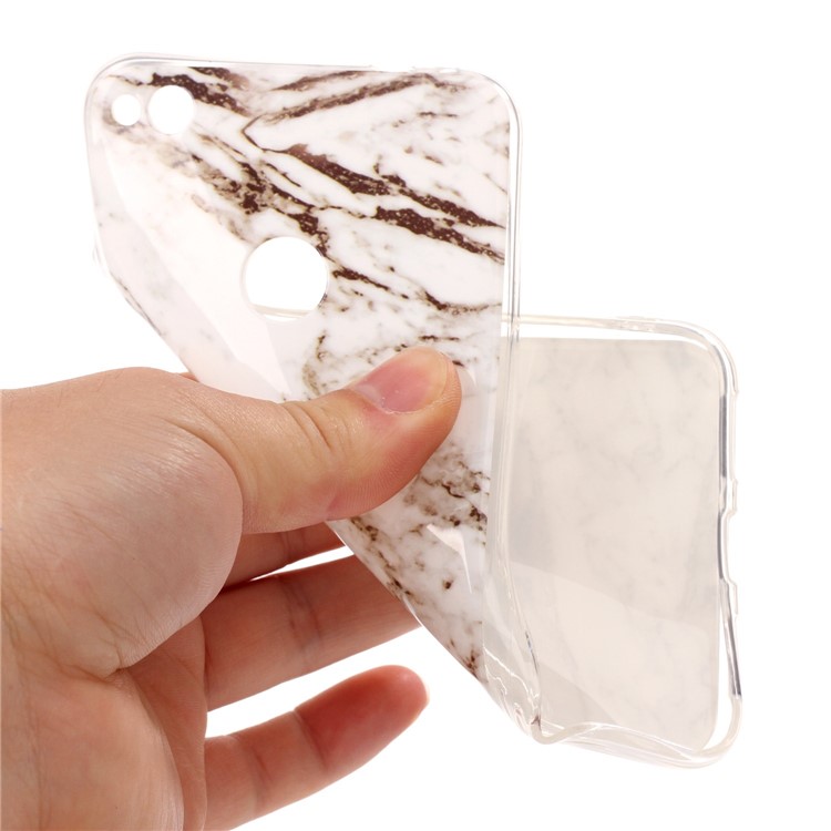 IMD Marble Pattern TPU Back Case Cover for Huawei P8 Lite (2017) / Honor 8 Lite - White / Black-5