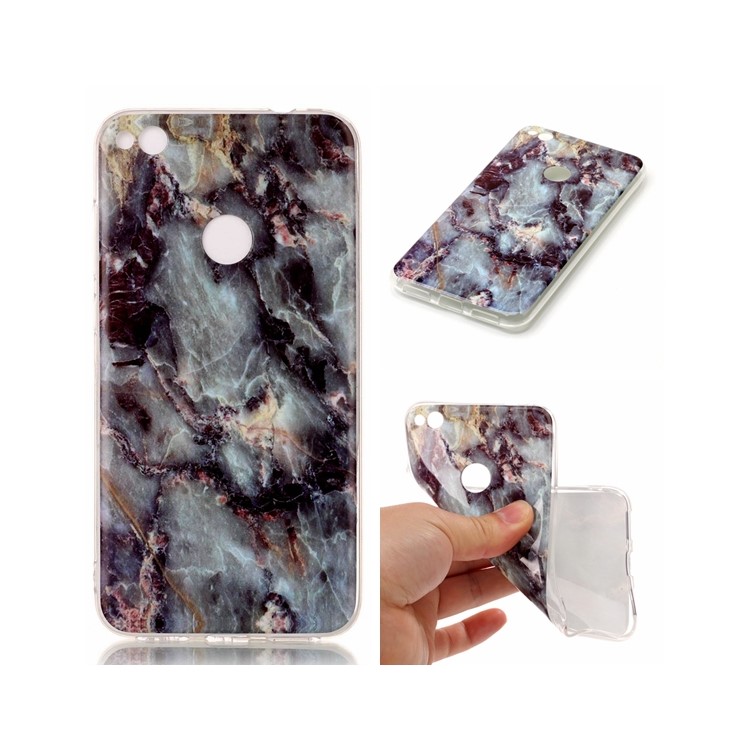 Marble Pattern IMD TPU Shell Cover for Huawei P8 Lite (2017) / Honor 8 Lite - Black Blue-1