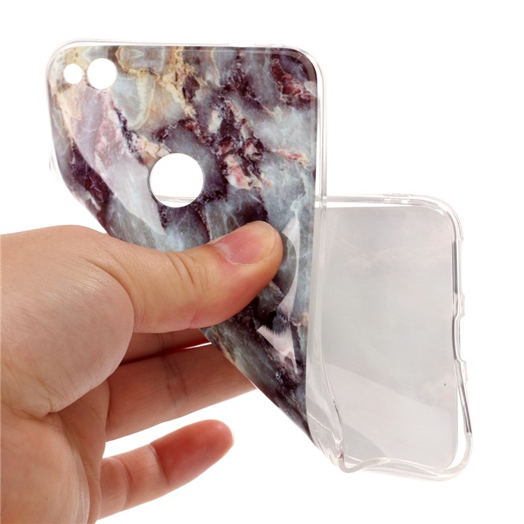 Marble Pattern IMD TPU Shell Cover for Huawei P8 Lite (2017) / Honor 8 Lite - Black Blue-5