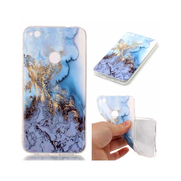 IMD Marble Pattern TPU Mobile Cover for Huawei P8 Lite (2017) / Honor 8 Lite - Baby Blue-1