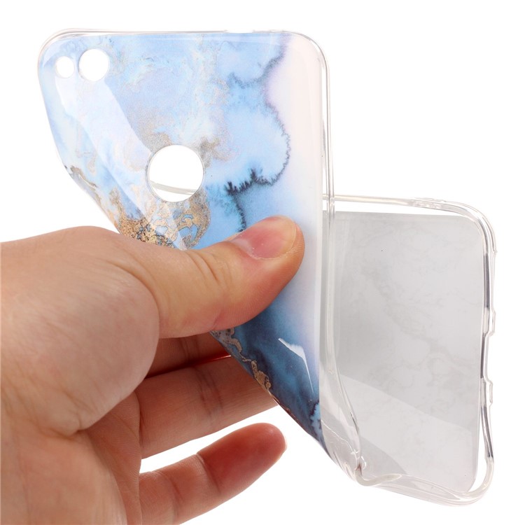 IMD Marble Pattern TPU Mobile Cover for Huawei P8 Lite (2017) / Honor 8 Lite - Baby Blue-5