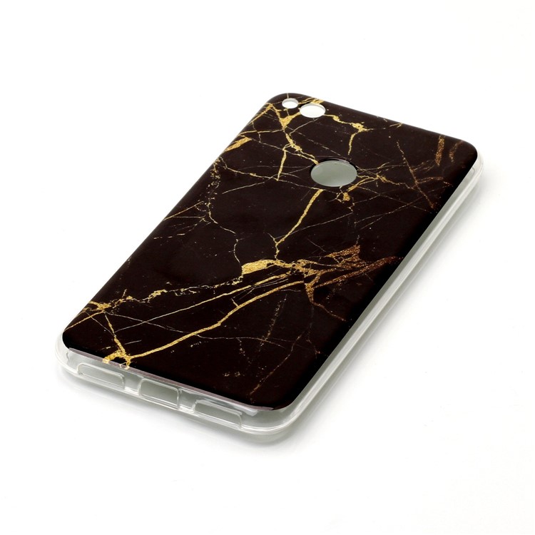 IMD Marble Pattern TPU Mobile Casing Cover for Huawei P8 Lite (2017) / Honor 8 Lite - Black / Gold-3