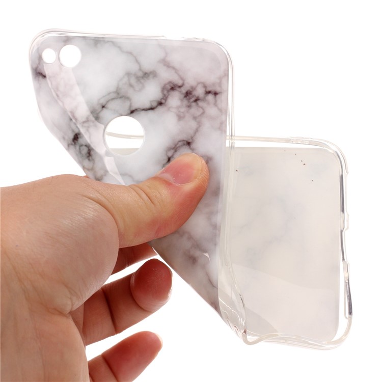Marble Pattern TPU Phone Case Accessory for Huawei P8 Lite (2017) / Honor 8 Lite - White / Grey-5