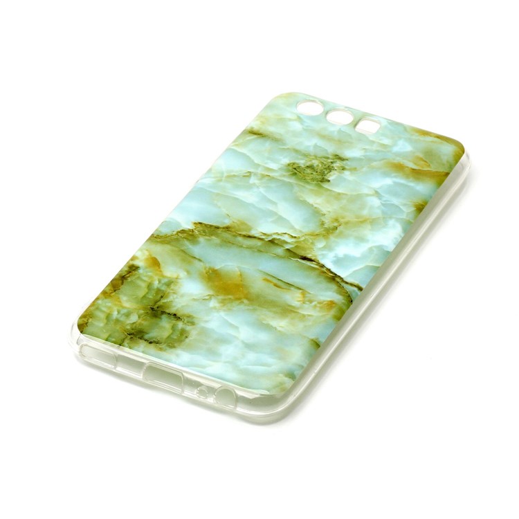 Marble Pattern IMD Soft TPU Jelly Case for Huawei P10 - Light Green-3
