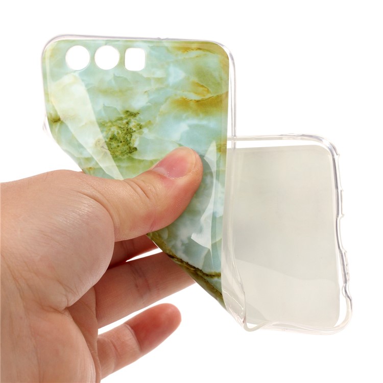 Marble Pattern IMD Soft TPU Jelly Case for Huawei P10 - Light Green-5