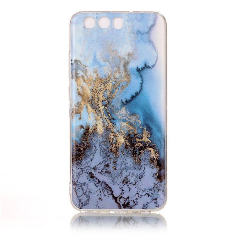 Marble Pattern IMD Soft TPU Back Case for Huawei P10 - Baby Blue-2