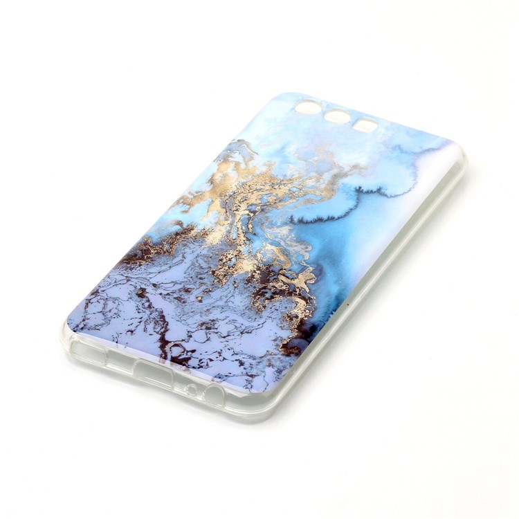 Marble Pattern IMD Soft TPU Back Case for Huawei P10 - Baby Blue-3