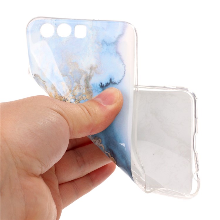 Marble Pattern IMD Soft TPU Back Case for Huawei P10 - Baby Blue-5