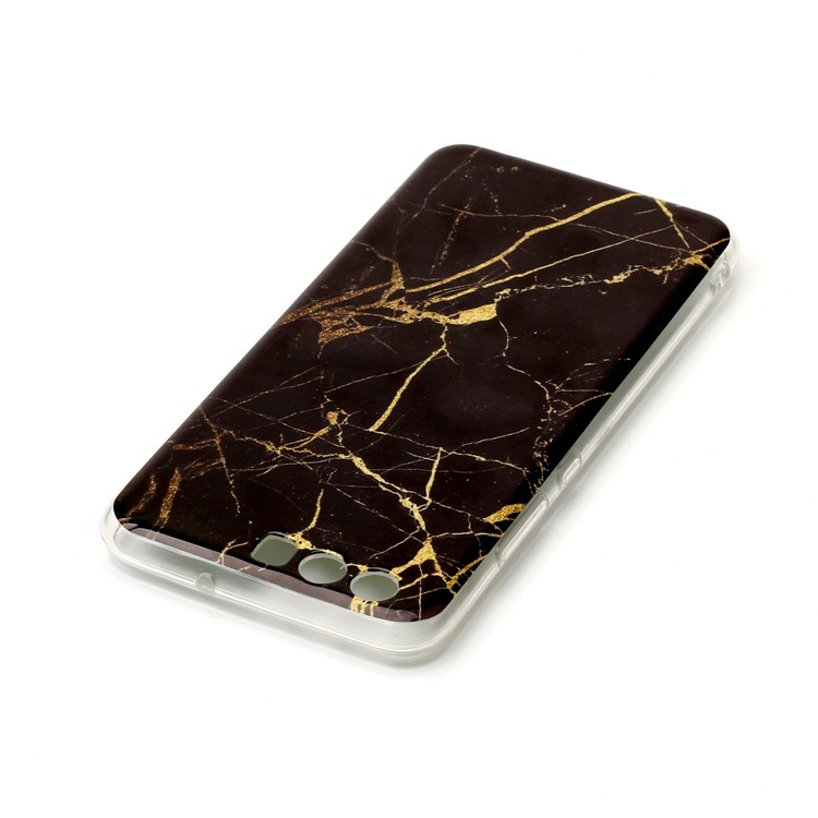IMD Marble Pattern TPU Flexible Case for Huawei P10 - Black / Gold-4