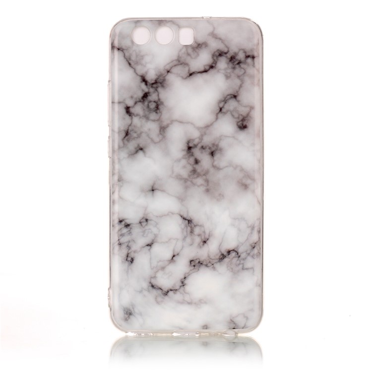 IMD Marble Pattern Soft TPU Phone Cover for Huawei P10 - White / Grey-2