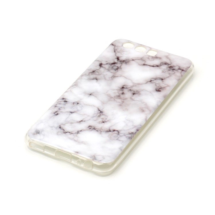 IMD Marble Pattern Soft TPU Phone Cover for Huawei P10 - White / Grey-3