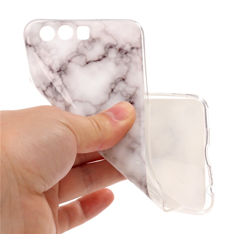 IMD Marble Pattern Soft TPU Phone Cover for Huawei P10 - White / Grey-5