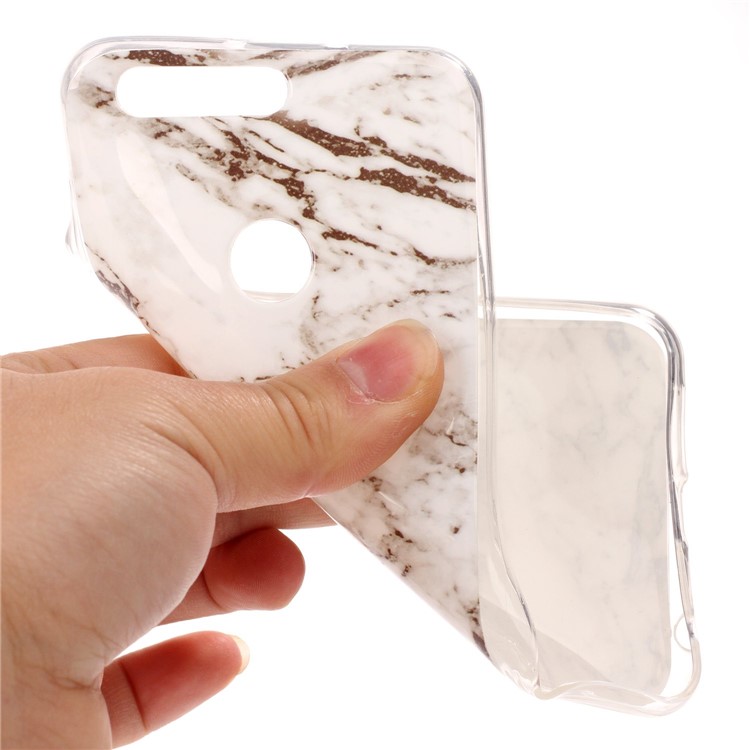 IMD Marble Pattern TPU Back Case Cover for Huawei Honor 8 - White / Black-5