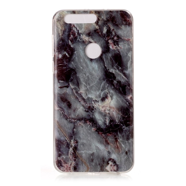 Marble Pattern IMD TPU Shell Cover for Huawei Honor 8 - Black Blue-2
