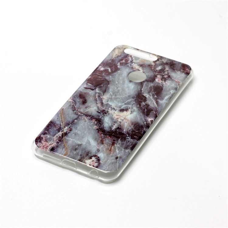 Marble Pattern IMD TPU Shell Cover for Huawei Honor 8 - Black Blue-3