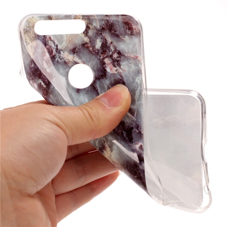 Marble Pattern IMD TPU Shell Cover for Huawei Honor 8 - Black Blue-5