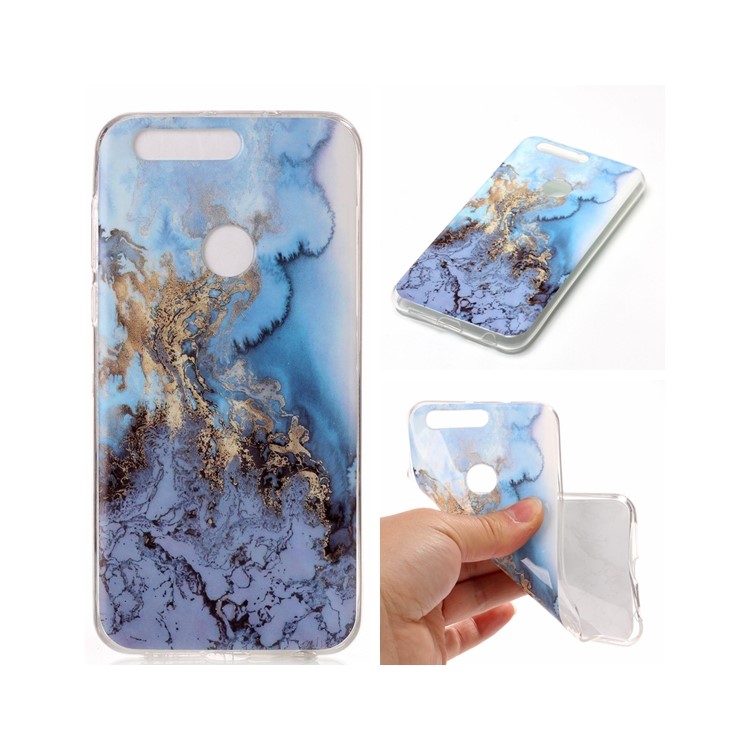 IMD Marble Pattern TPU Mobile Cover for Huawei Honor 8 - Baby Blue-1