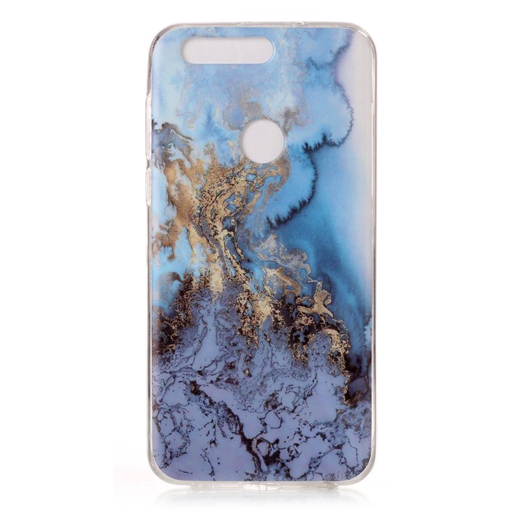 IMD Marble Pattern TPU Mobile Cover for Huawei Honor 8 - Baby Blue-2