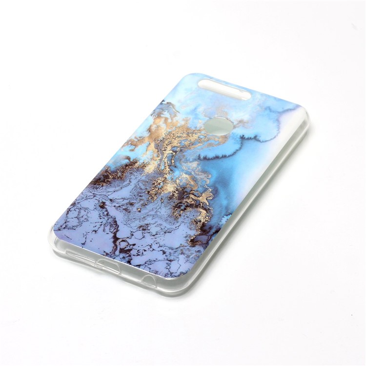 IMD Marble Pattern TPU Mobile Cover for Huawei Honor 8 - Baby Blue-3