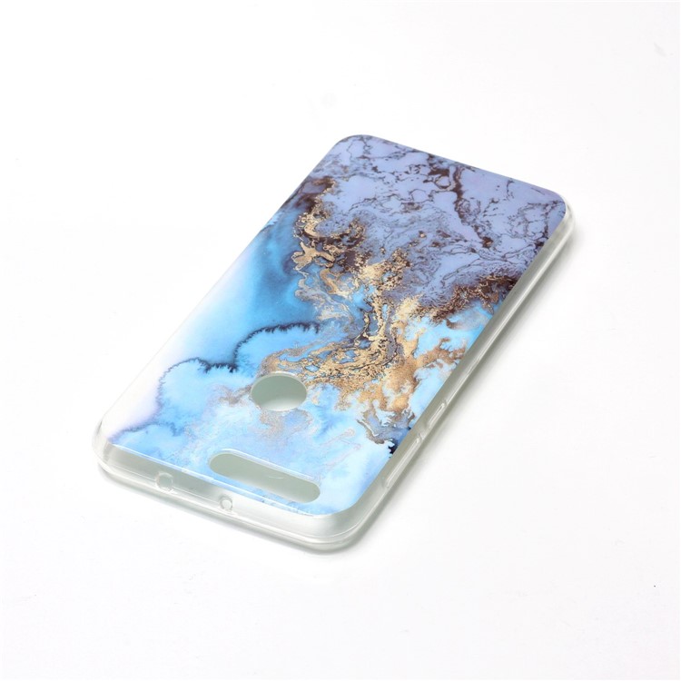 IMD Marble Pattern TPU Mobile Cover for Huawei Honor 8 - Baby Blue-4