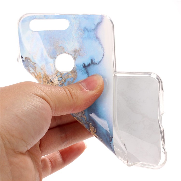 IMD Marble Pattern TPU Mobile Cover for Huawei Honor 8 - Baby Blue-5