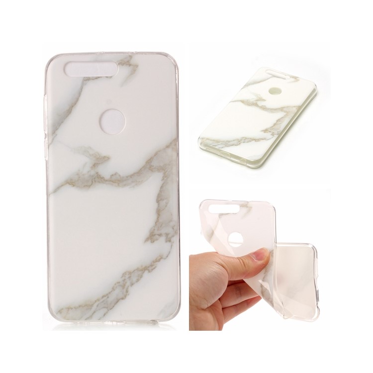 Marble Pattern IMD TPU Protection Case for Huawei Honor 8 - White-1